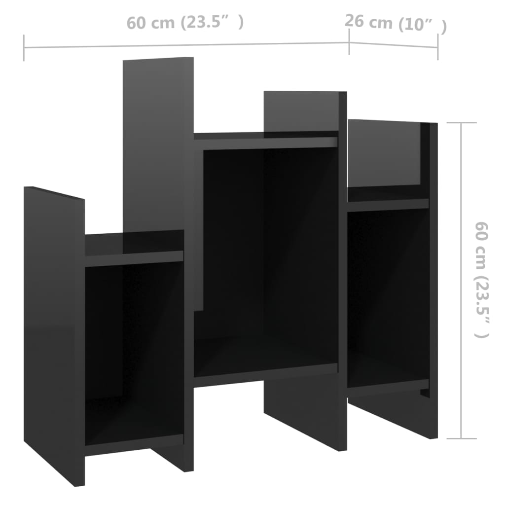 Glänzender schwarzer Seitenschrank 60x26x60 cm agglomeriert