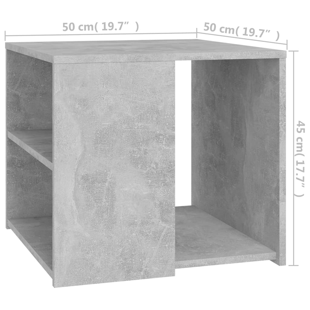 Betongrau -Seitentisch 50x50x45 cm agglomeriert