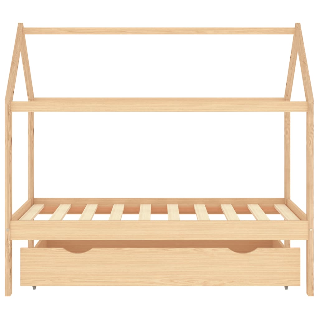 Children's bed frame with a solid pine drawer 80x160 cm