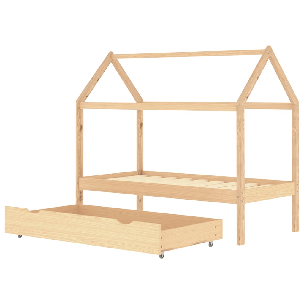 Children's bed frame with a solid pine drawer 80x160 cm