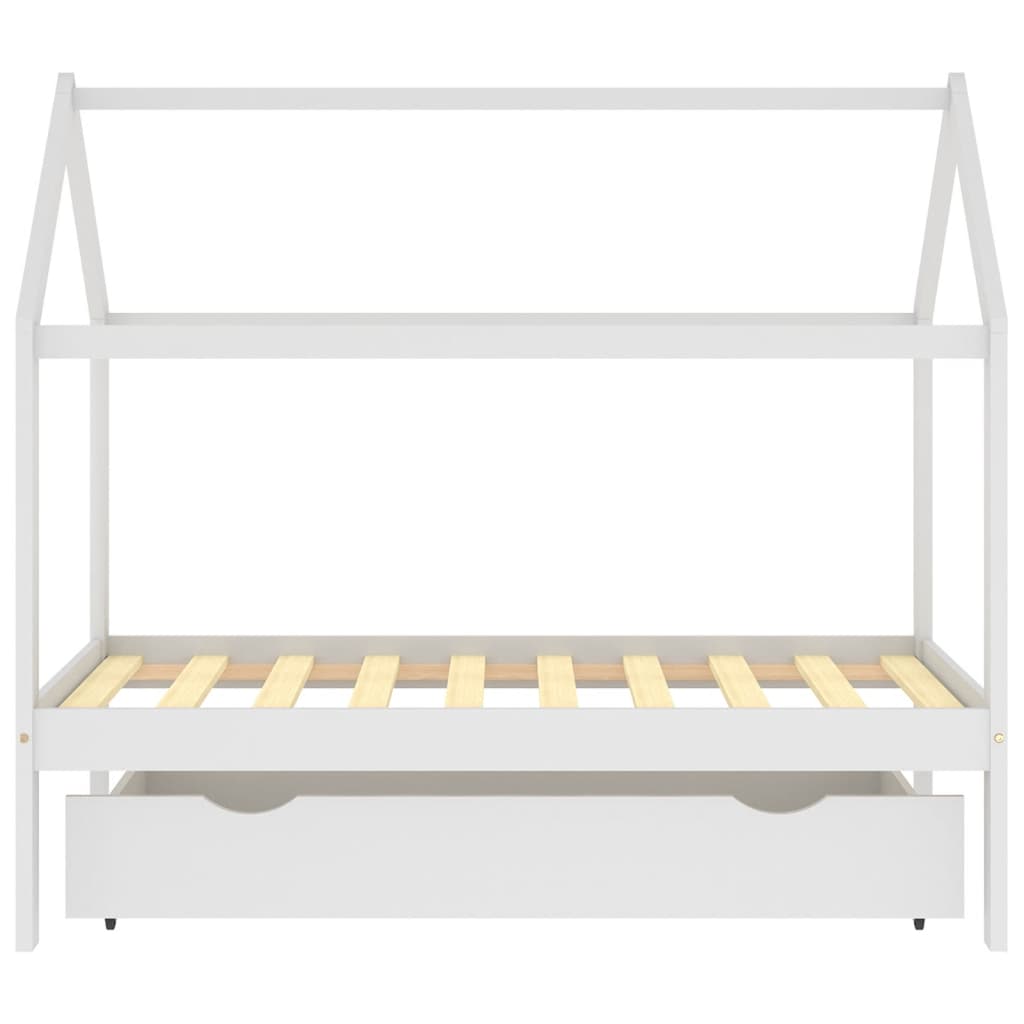 Cadre de lit enfant avec tiroir blanc bois pin massif 80x160 cm