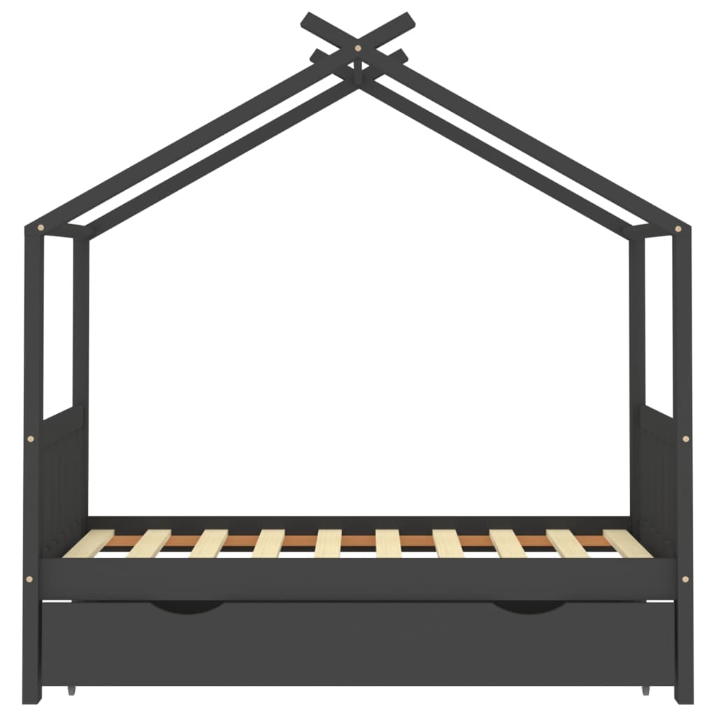 Farmetto del letto per bambini con cassetto grigio scuro pino solido 80x160 cm