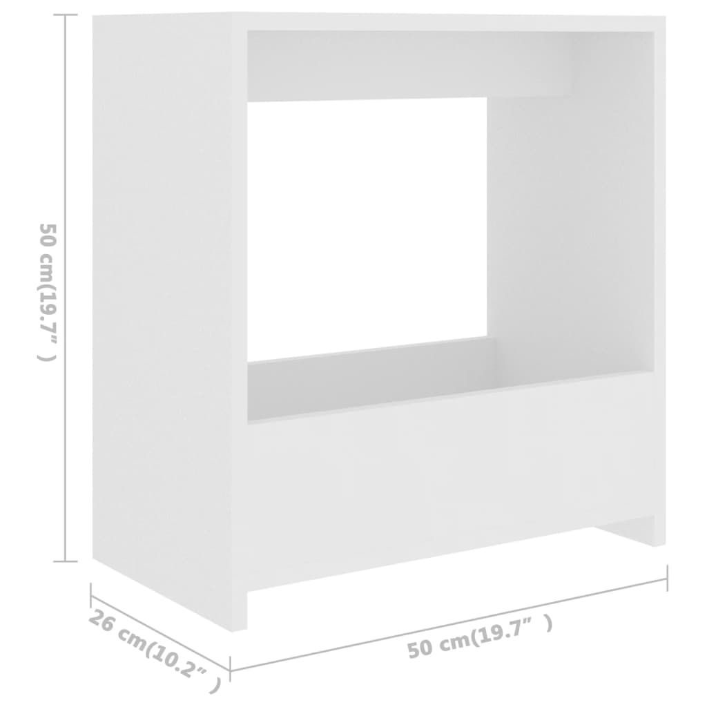Tavolino Bianco 50x26x50 cm Truciolare
