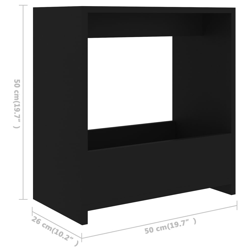 Schwarzer Seitentisch 50x26x50 cm agglomeriert