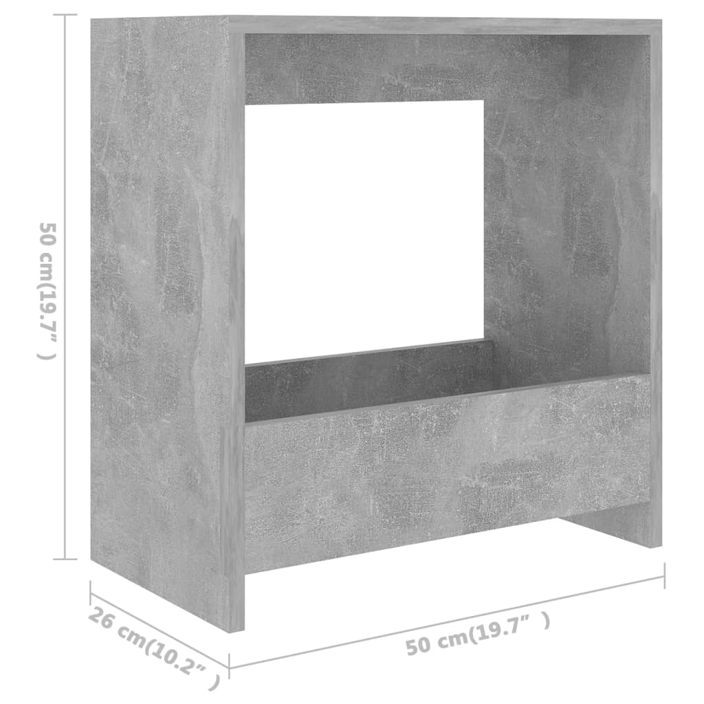 Tavolino grigio cemento 50x26x50 cm Truciolare