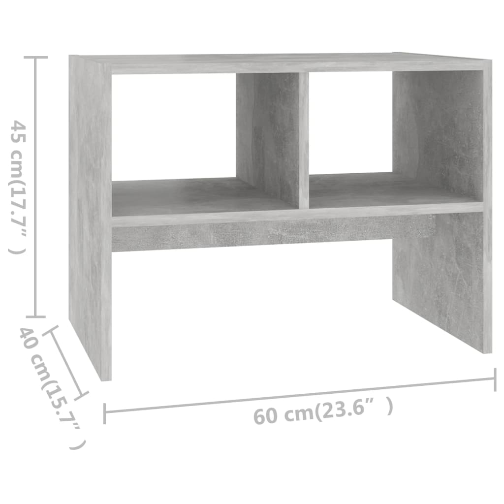 Tavolino grigio cemento 60x40x45 cm Truciolato