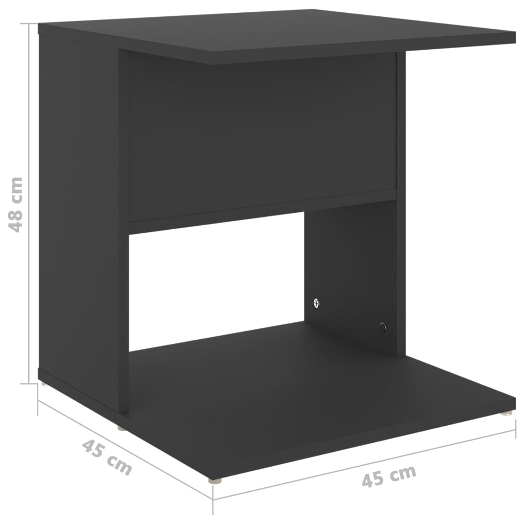 Gray side table 45x45x48 cm agglomerated