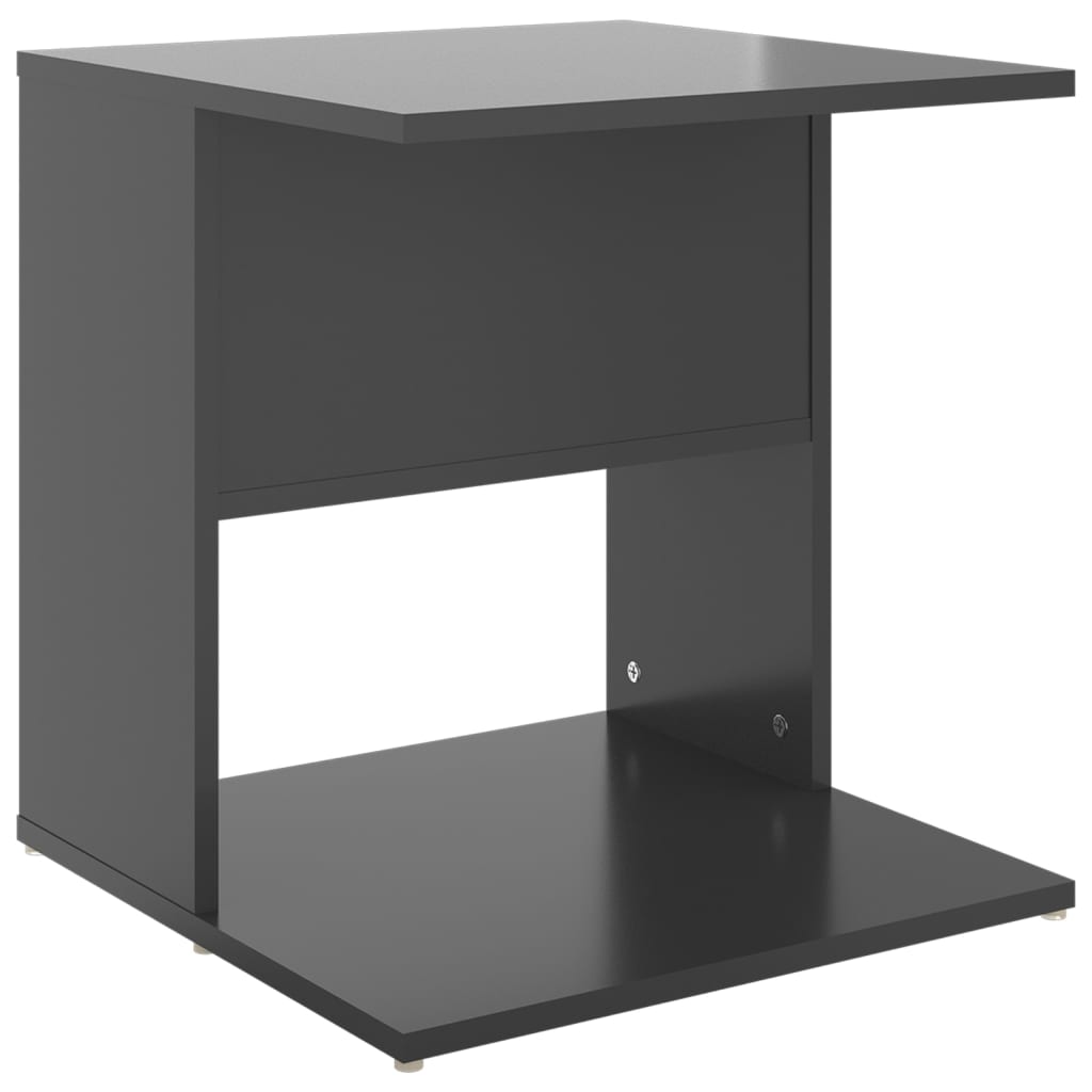 Glossy gray overtime table 45x45x48 cm agglomerated