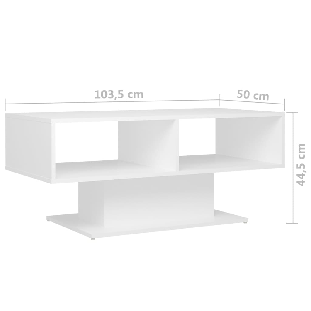Table basse Blanc 103,5x50x44,5 cm Aggloméré