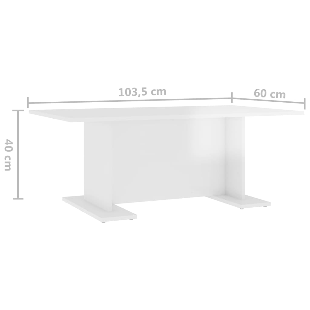 Shiny white coffee table 103.5x60x40 cm agglomerated