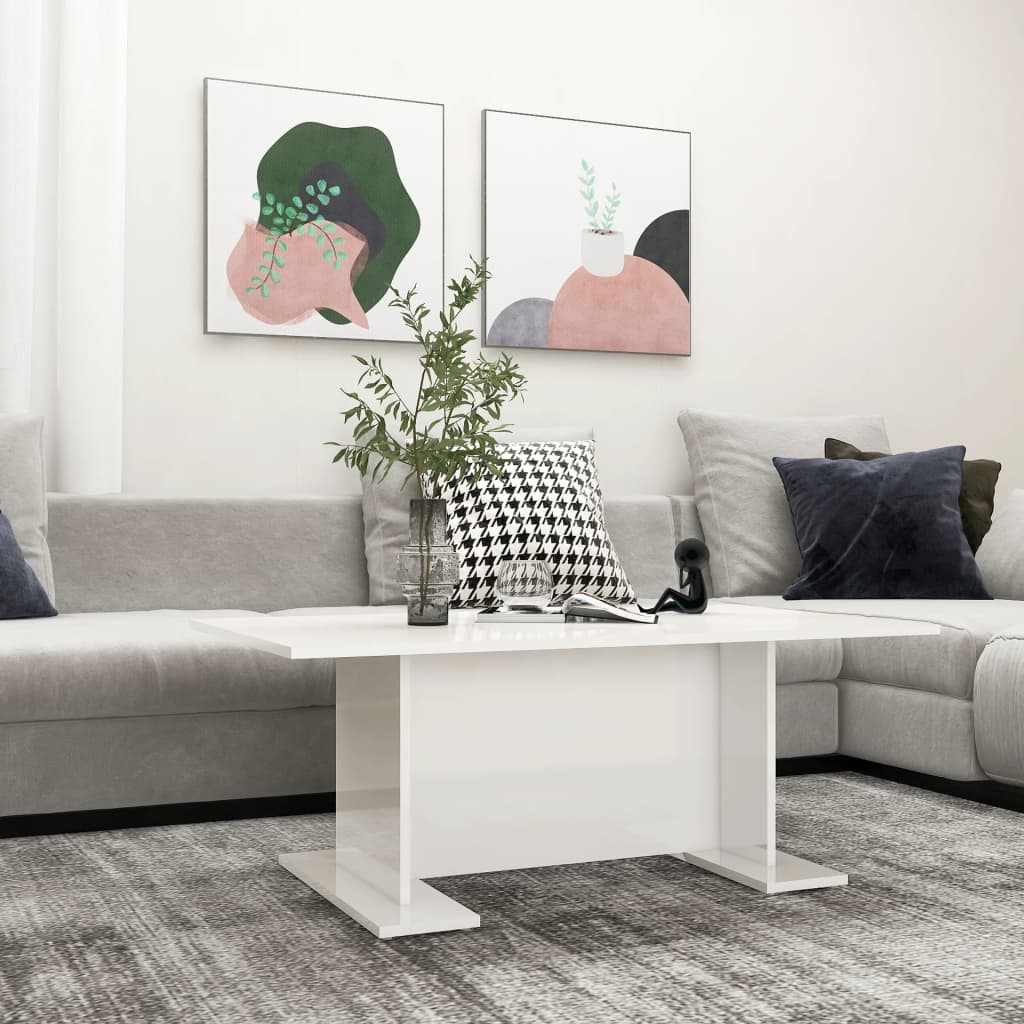 Shiny white coffee table 103.5x60x40 cm agglomerated