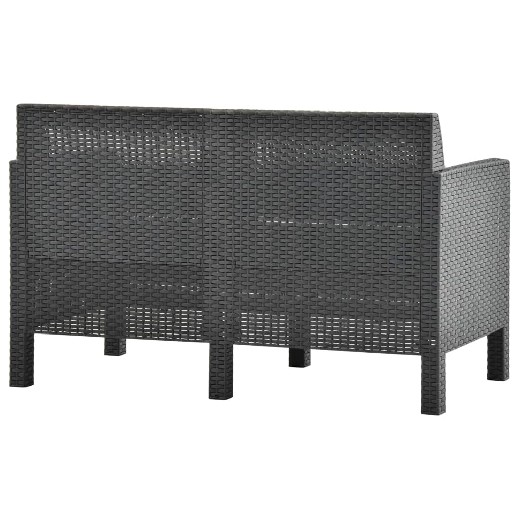 Salon de jardin 2 pcs avec coussins PP Rotin Anthracite