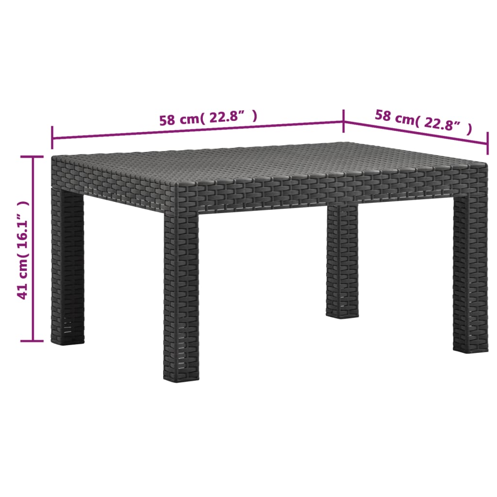 Salon de jardin 2 pcs avec coussins PP Rotin Anthracite