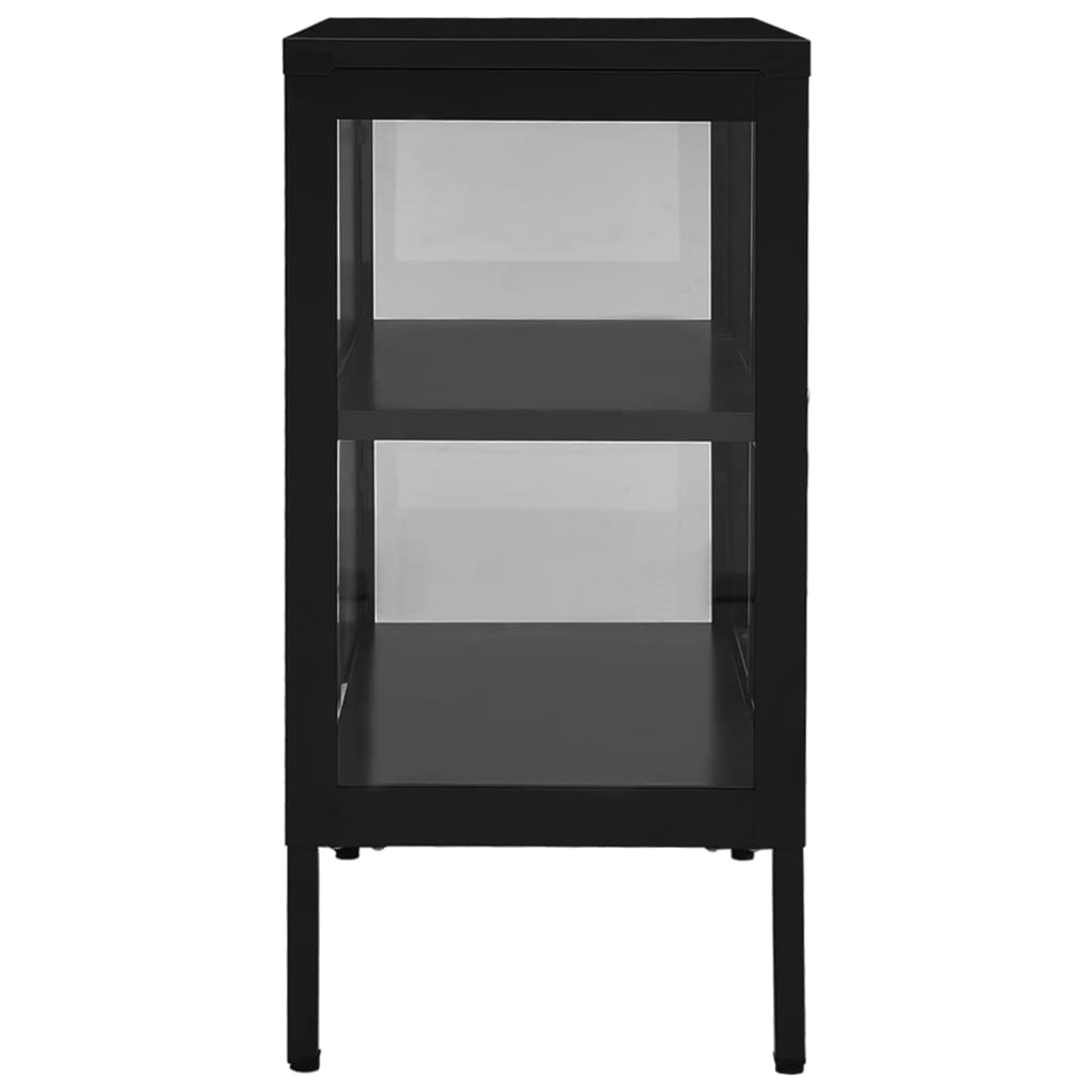 Black buffet 70x35x70 cm steel and glass