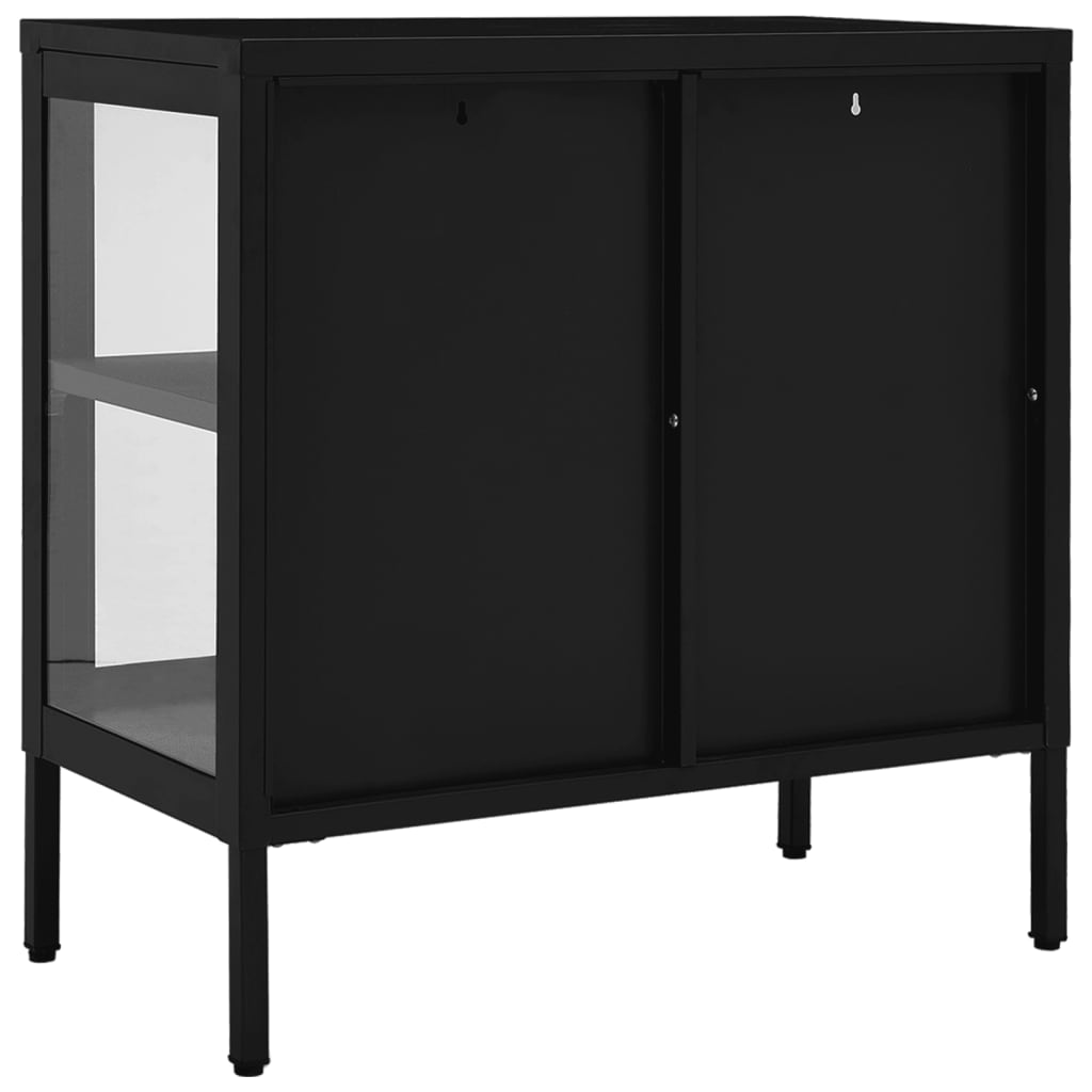 Credenza nera 70x35x70 cm Acciaio e vetro