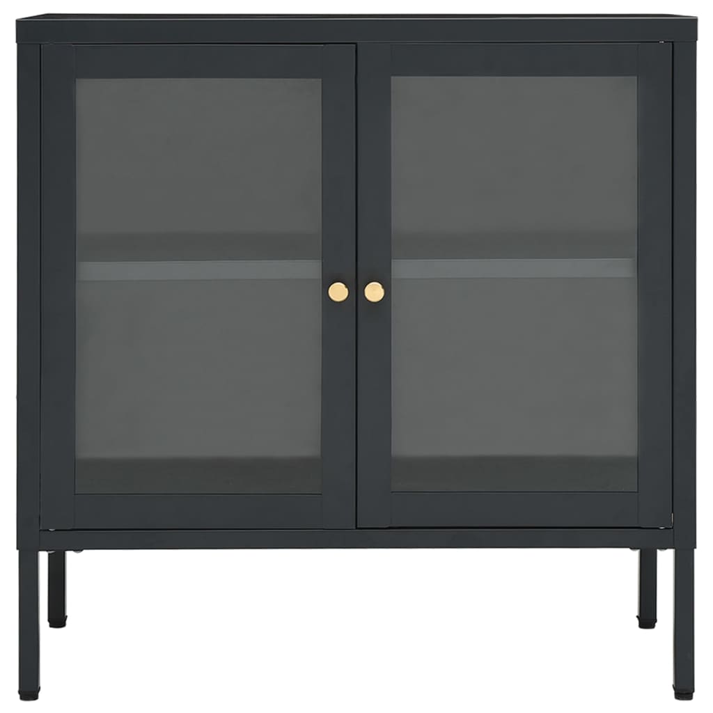 Anthracite buffet 70x35x70 cm steel and glass