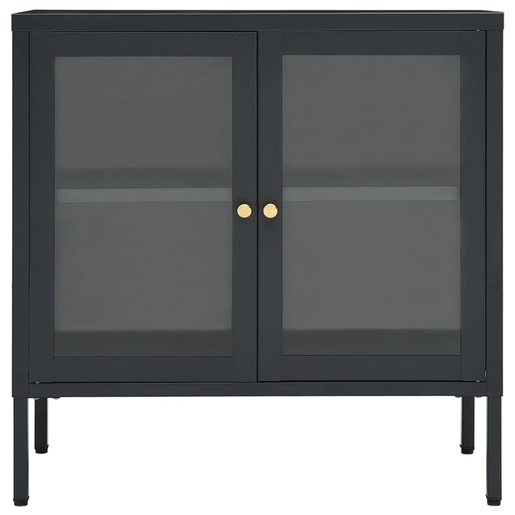 Credenza antracite 70x35x70 cm Acciaio e vetro