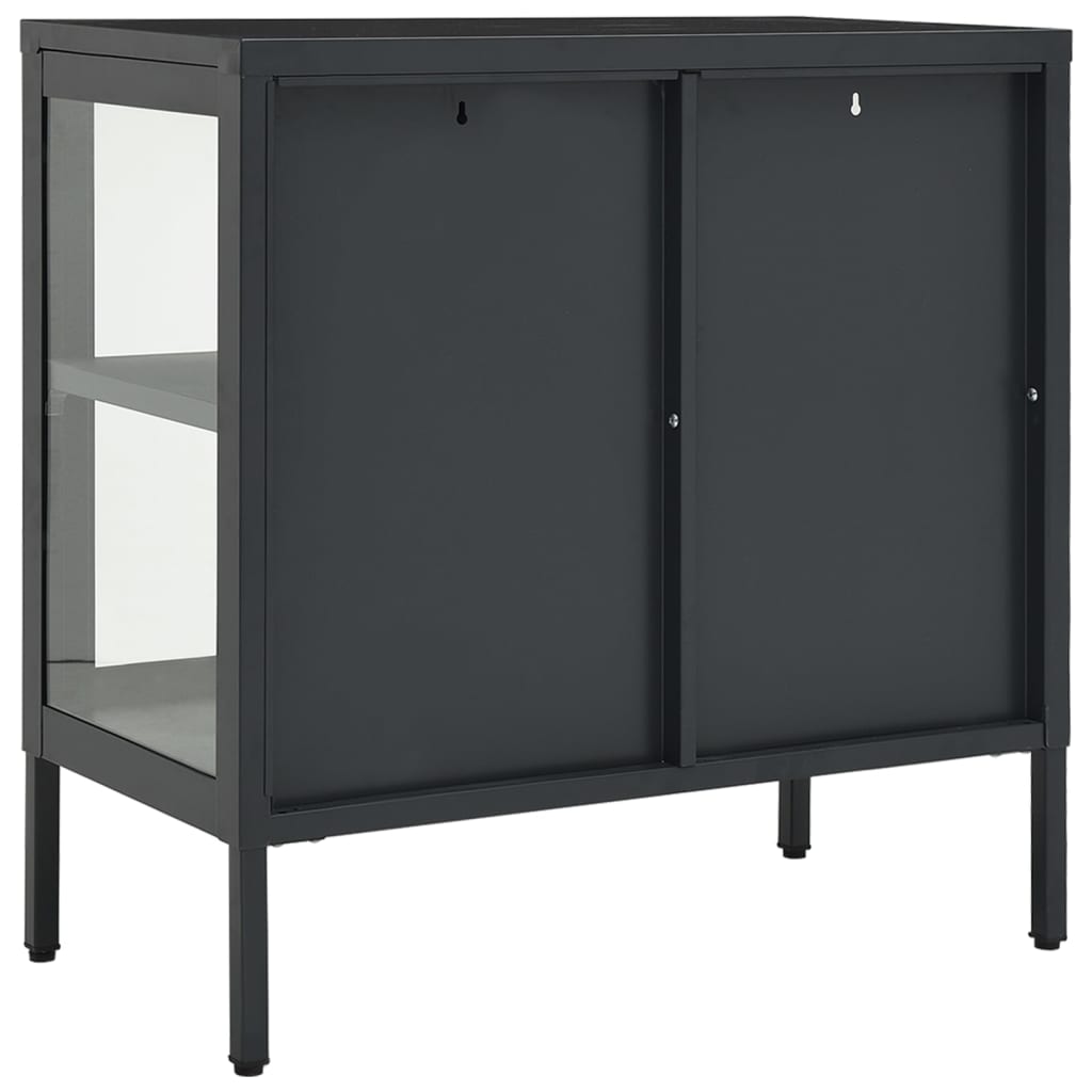 Anthracite buffet 70x35x70 cm steel and glass