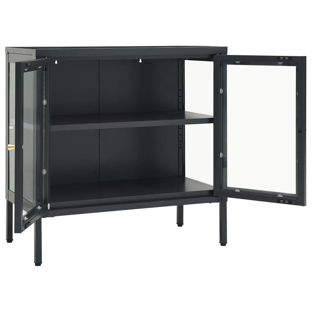 Anthracite buffet 70x35x70 cm steel and glass