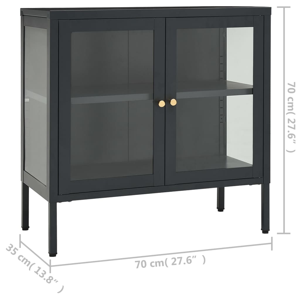 Anthracite buffet 70x35x70 cm steel and glass