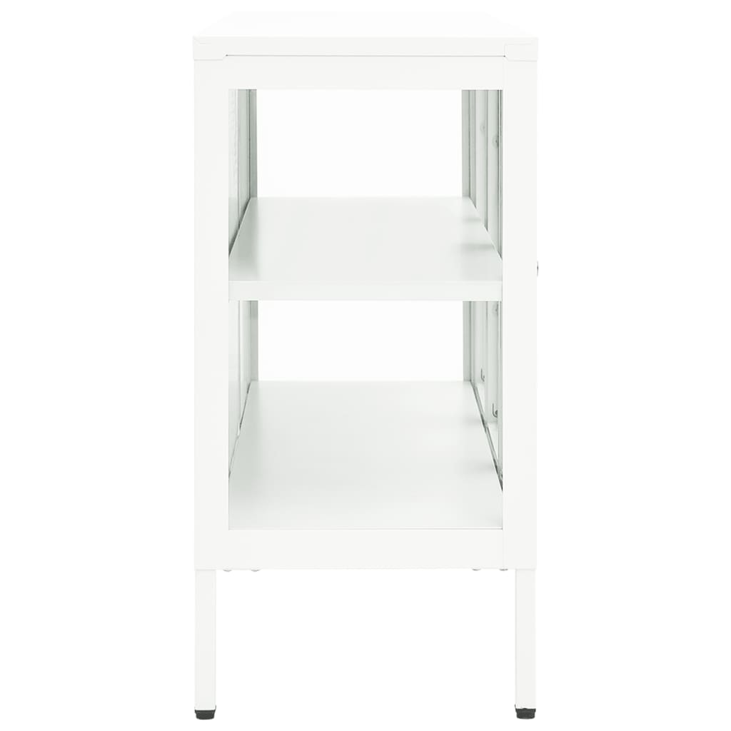 White buffet 105x35x70 cm steel and glass