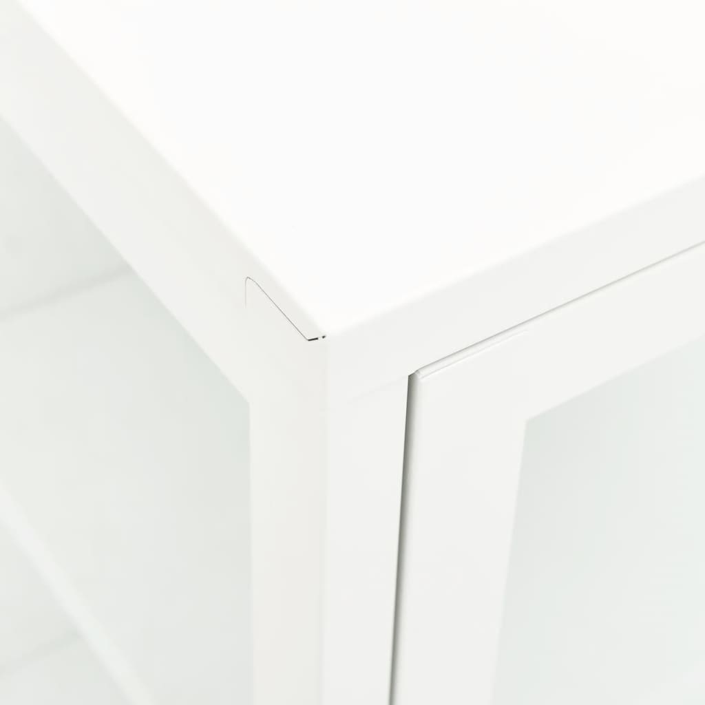 Credenza bianca 105x35x70 cm Acciaio e vetro