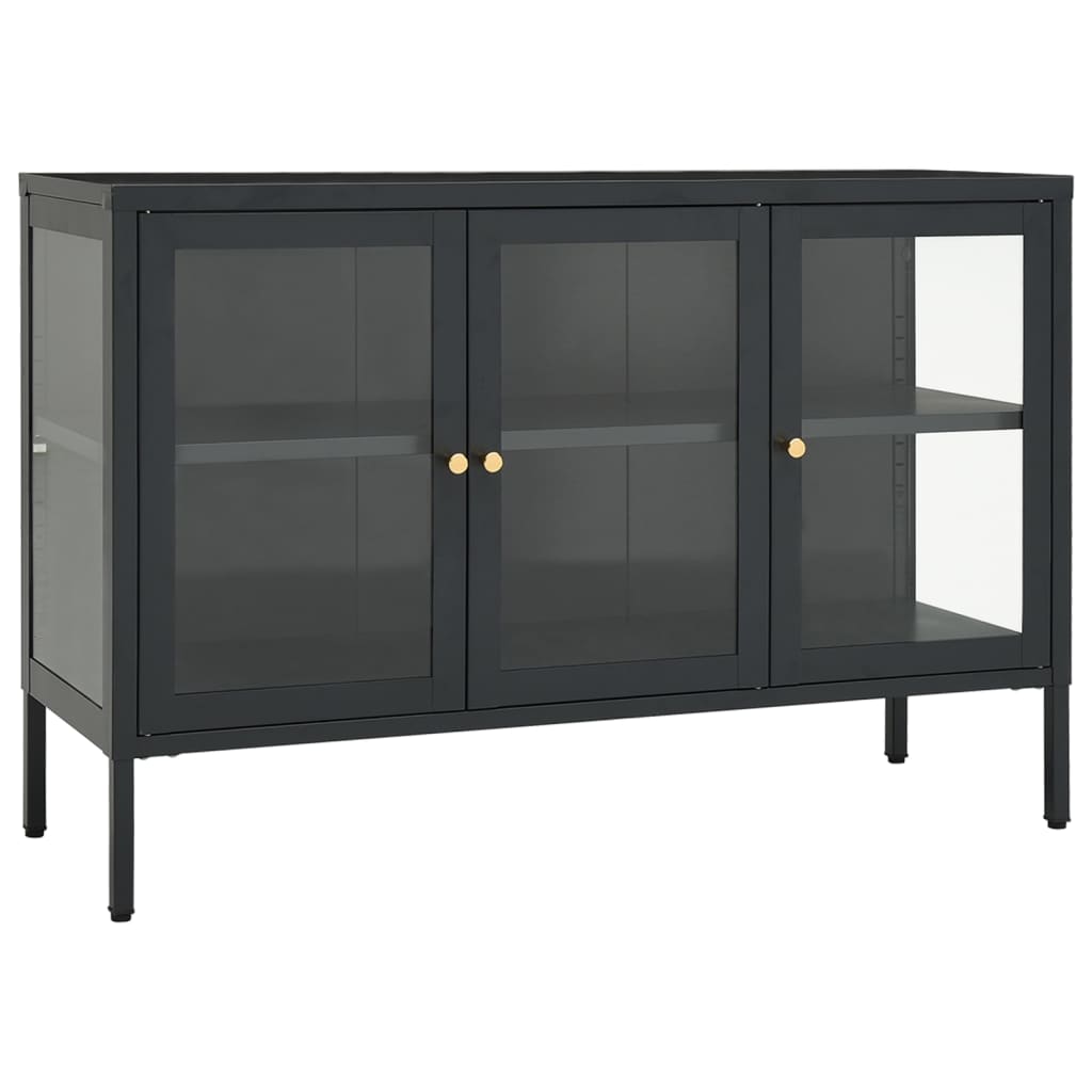Anthracite buffet 105x35x70 cm steel and glass