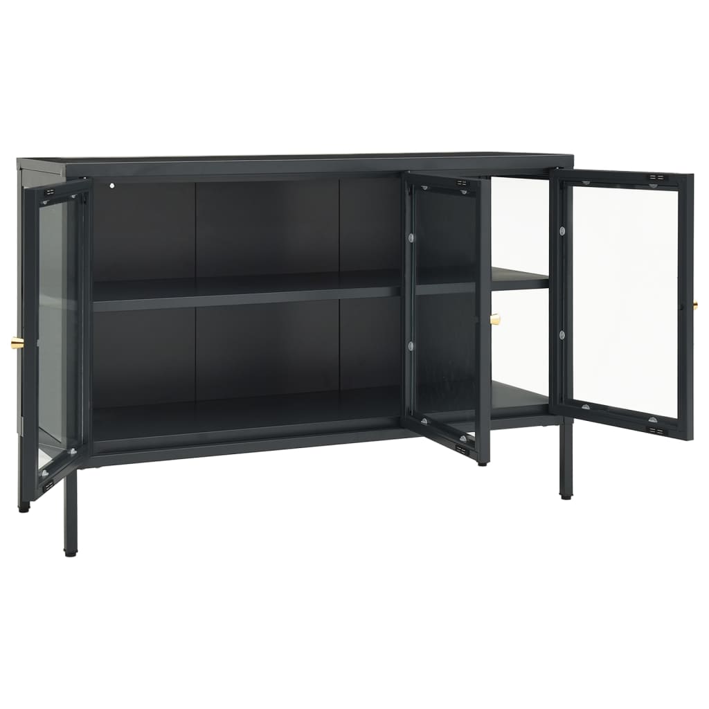 Anthracite buffet 105x35x70 cm steel and glass