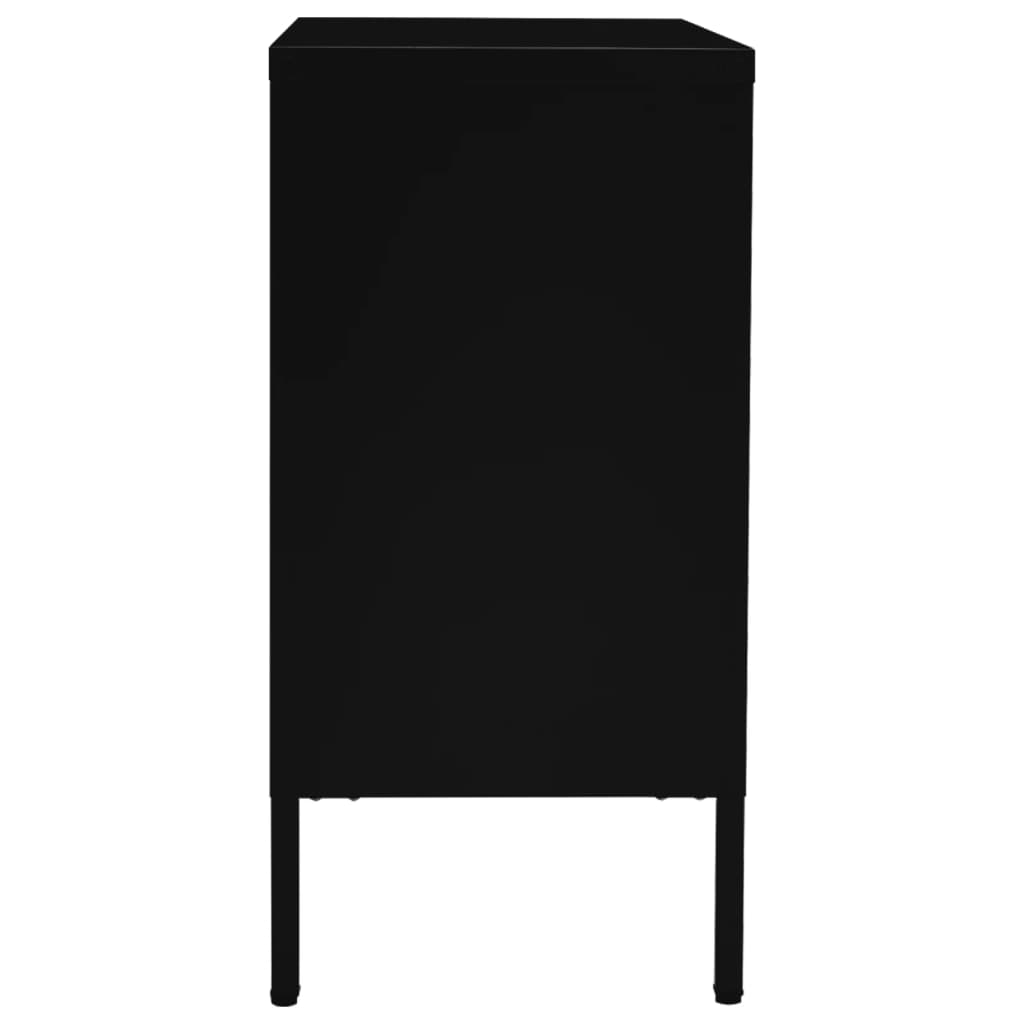 Black buffet 75x35x70 cm steel and tempered glass