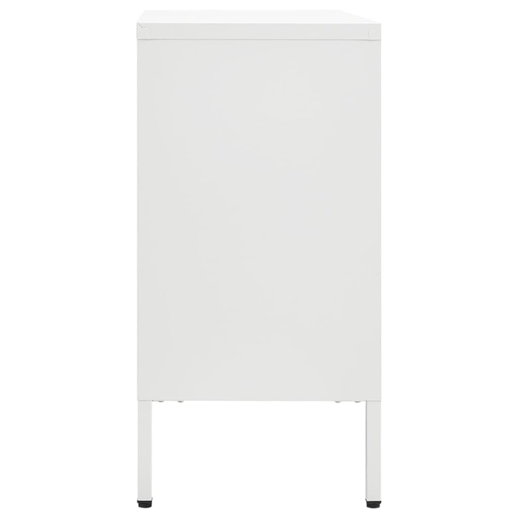 White buffet 75x35x70 cm steel and tempered glass