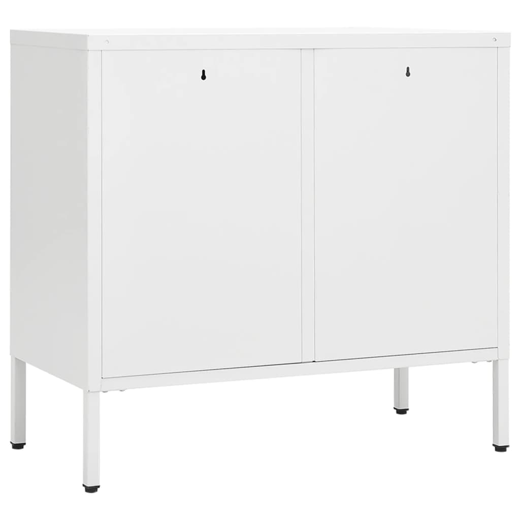 White buffet 75x35x70 cm steel and tempered glass