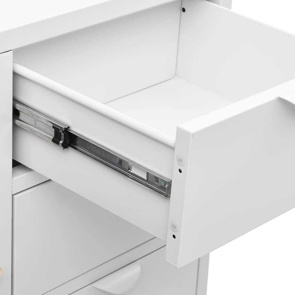 White buffet 75x35x70 cm steel and tempered glass