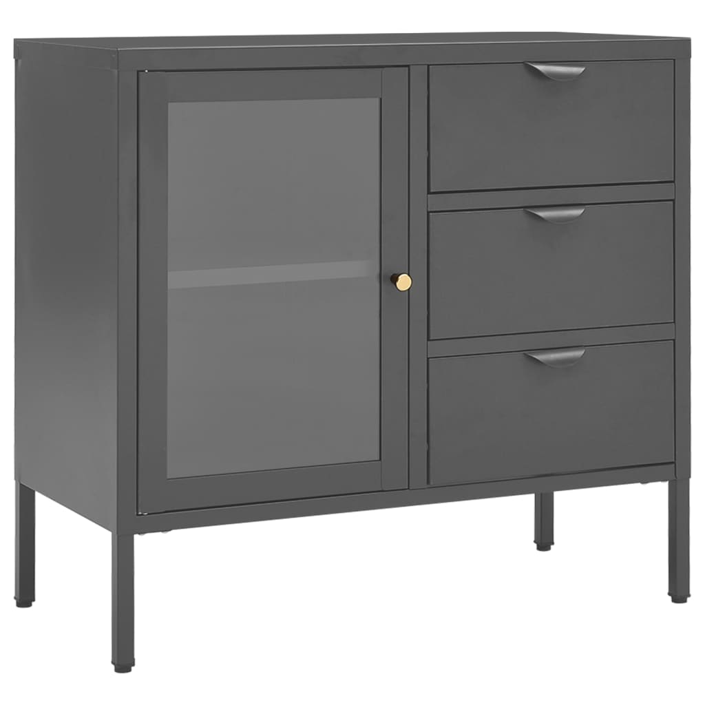 Anthracite buffet 75x35x70 cm steel and tempered glass