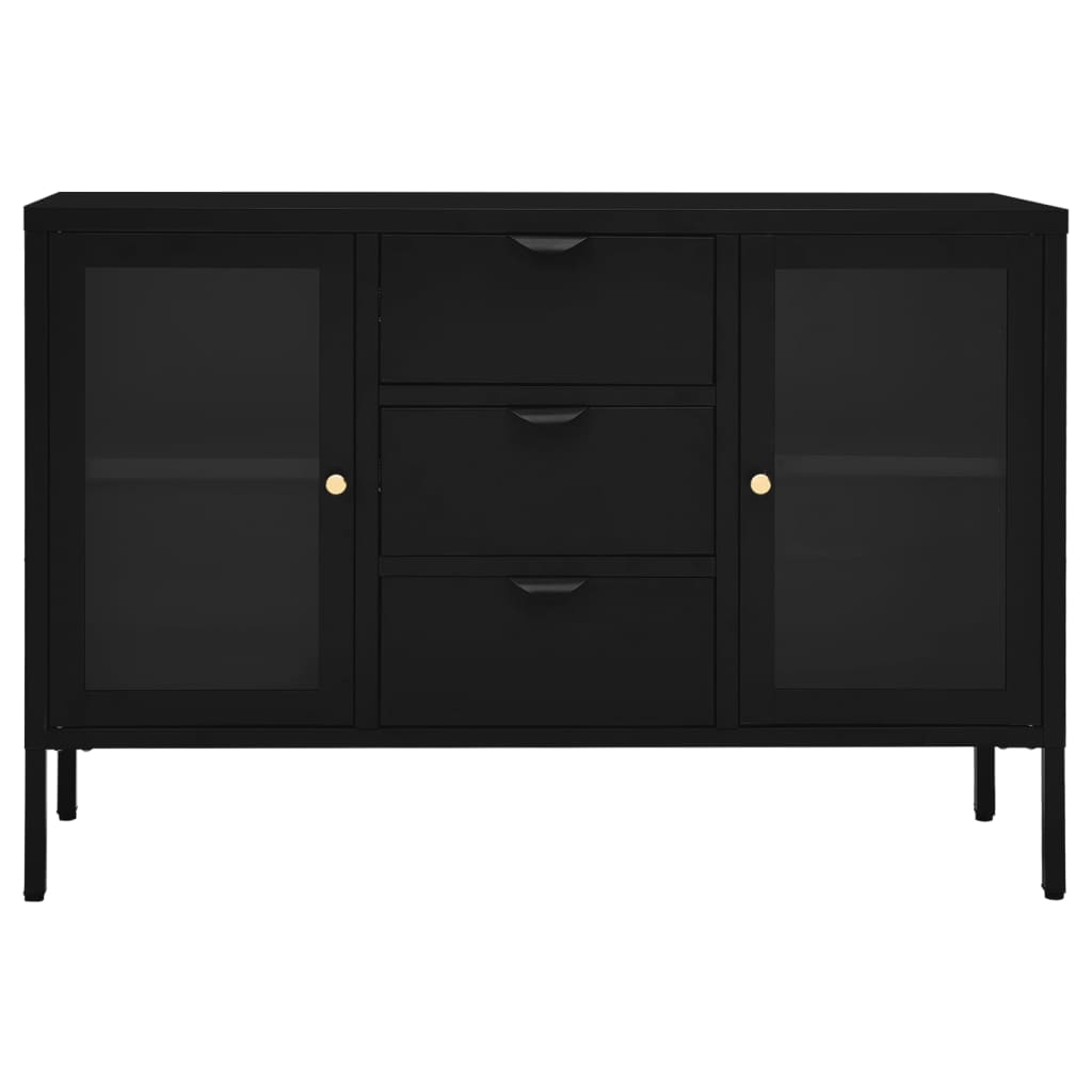 Credenza nera 105x35x70 cm Acciaio e vetro temperato