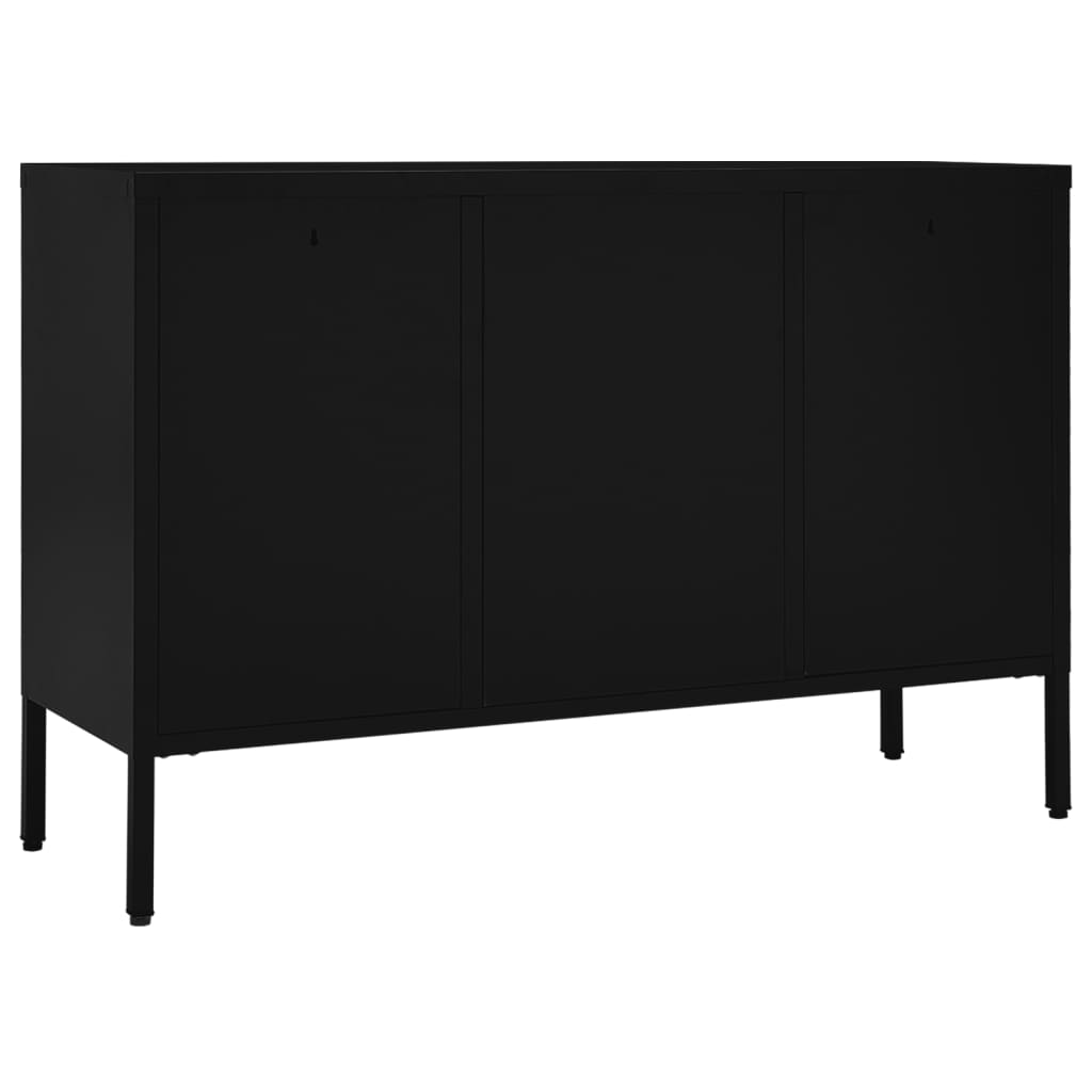 Black buffet 105x35x70 cm steel and tempered glass