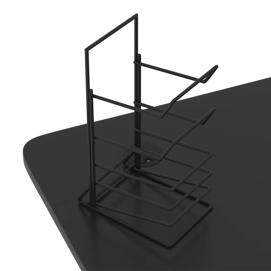 Bureau de jeu à LED avec pieds en forme de Z Noir 90x60x75 cm