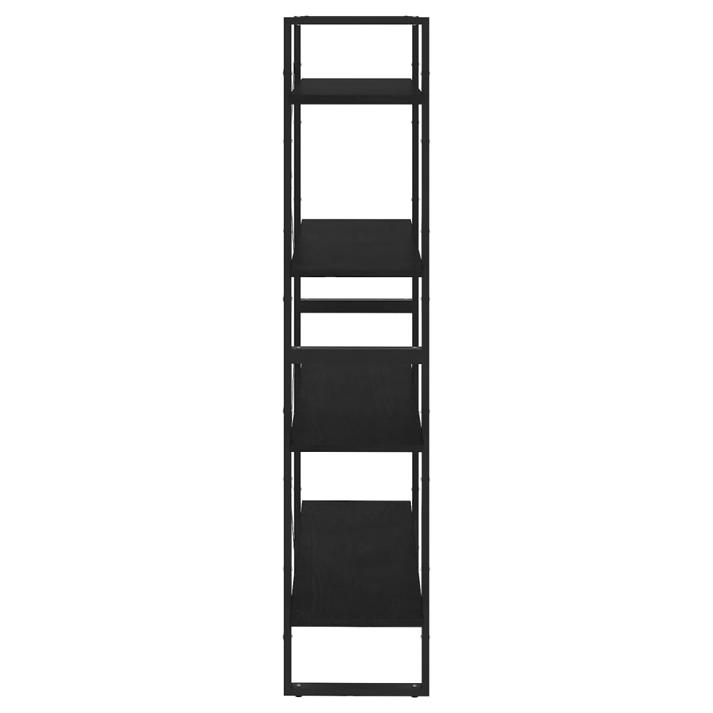 Library with 4 levels black 80x30x140 cm solid pine wood