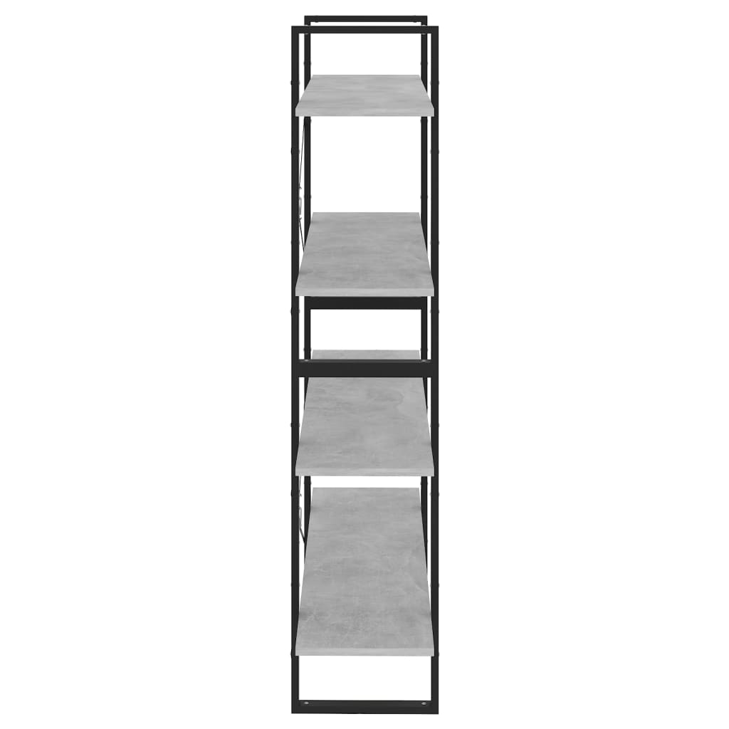 Library with 4 levels gray concrete 100x30x140 cm agglomerated