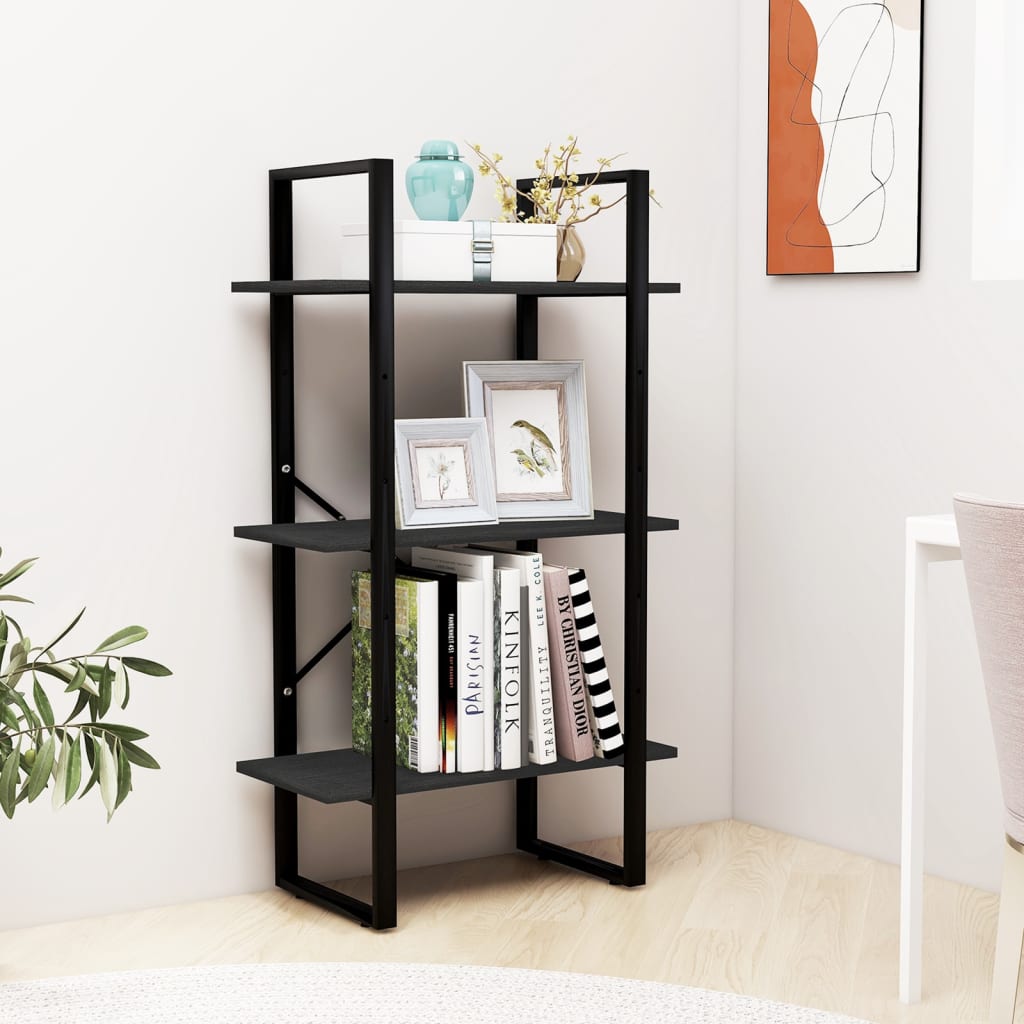 Black storage shelf 60x30x105 cm Solid pine wood
