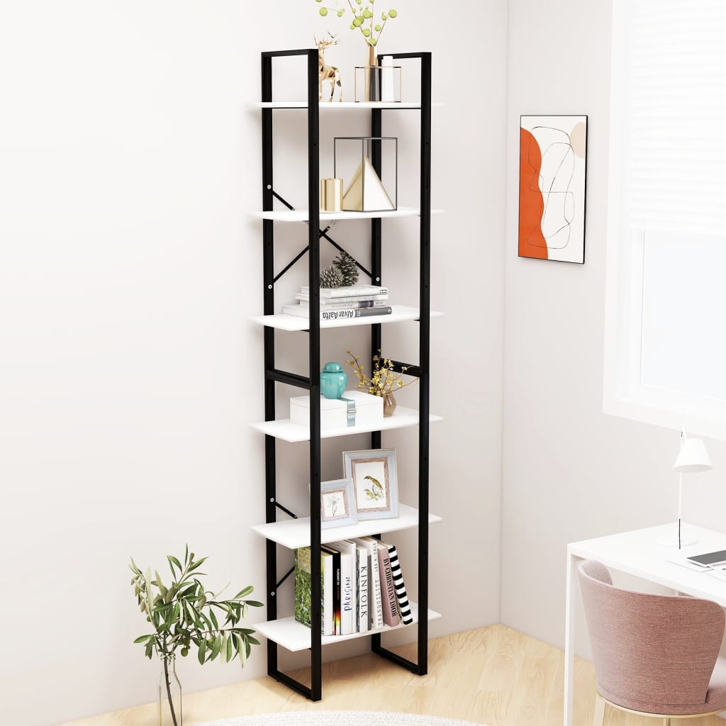 White storage shelf 60x30x210 cm Engineering wood