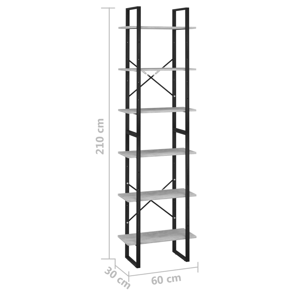 Concrete gray storage shelf 60x30x210 cm Engineering wood