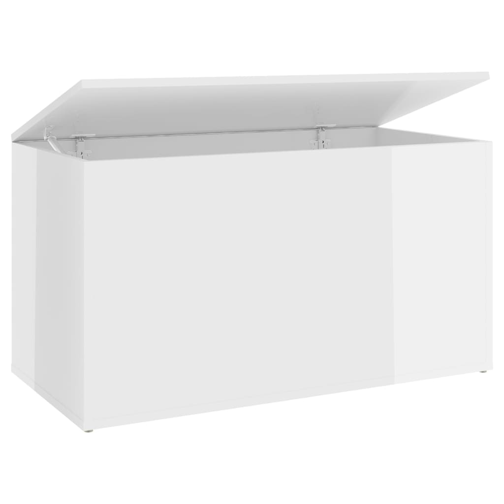 Shiny white storage box 84x42x46cm engineering wood