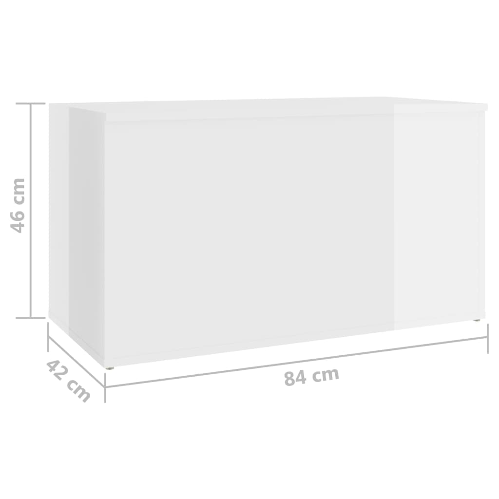 Shiny white storage box 84x42x46cm engineering wood