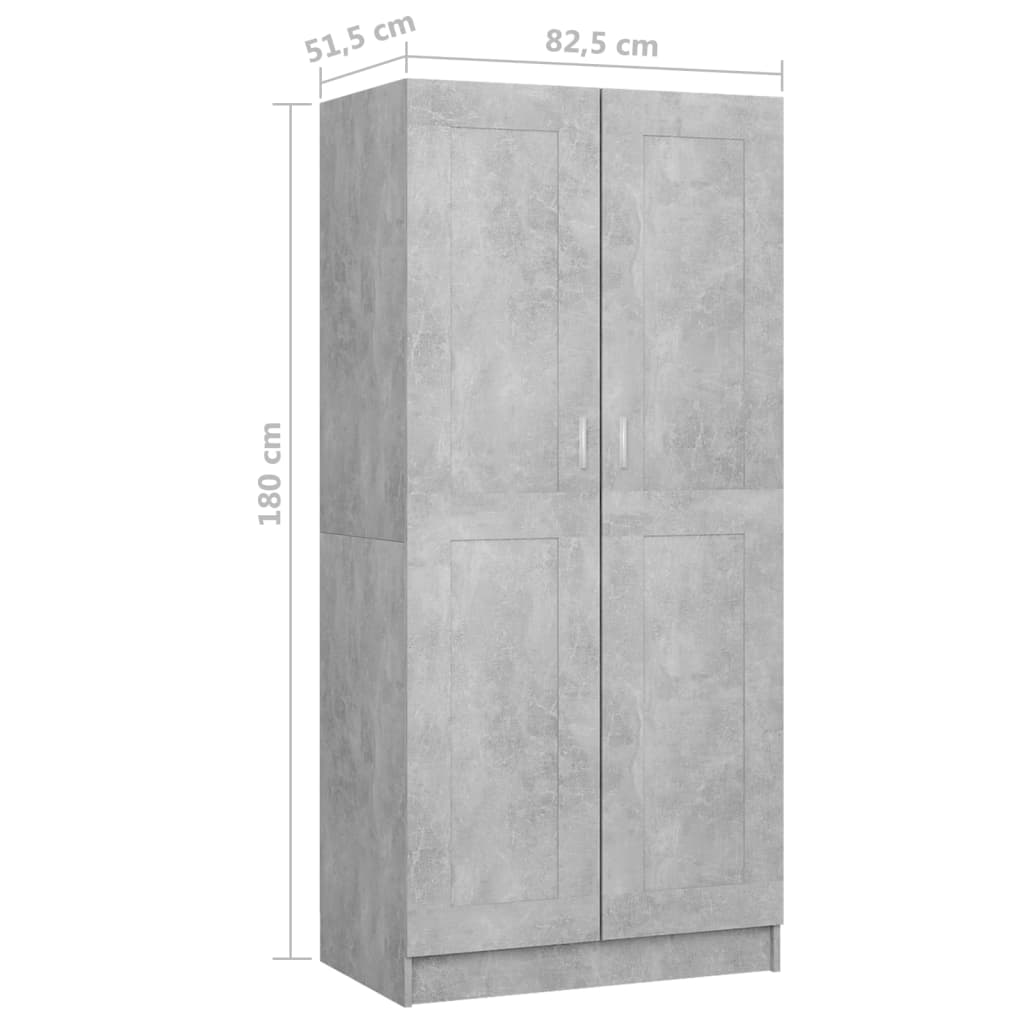 Guardaroba grigio in cemento 82.5x51.5x180 cm agglomerato