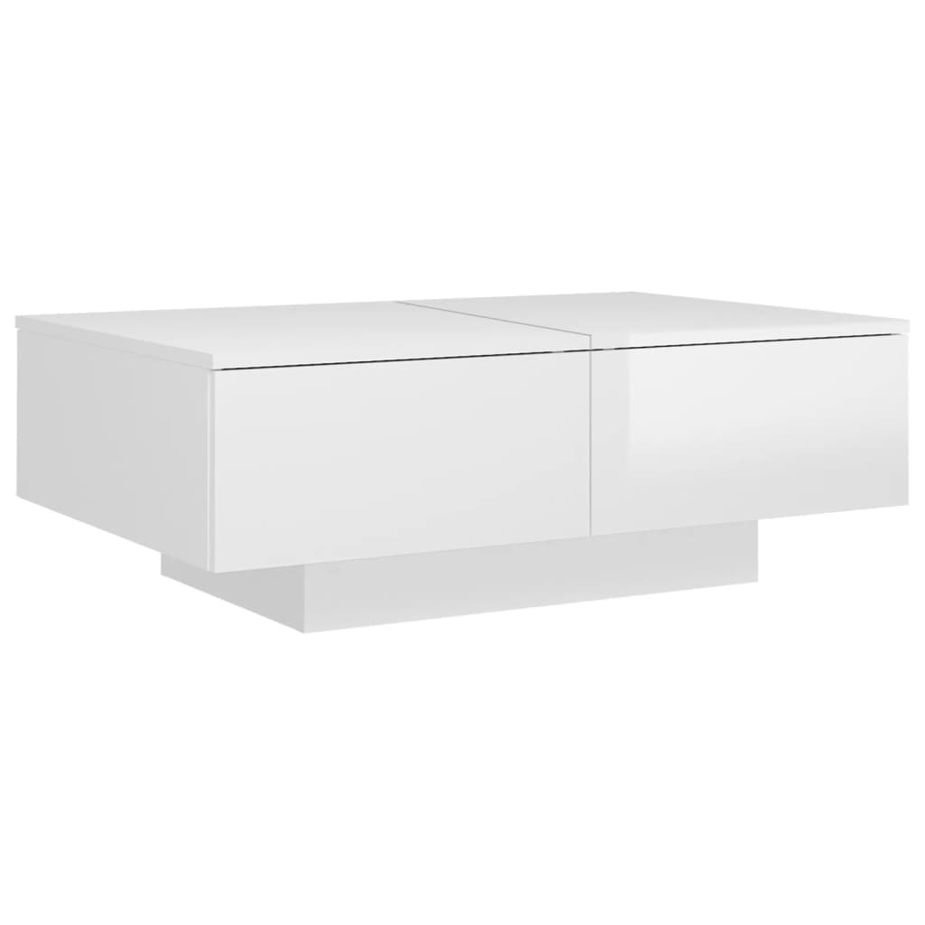 Table basse Blanc brillant 90x60x31 cm Aggloméré