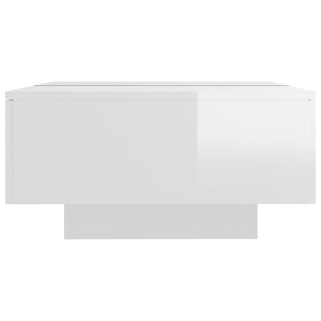 Table basse Blanc brillant 90x60x31 cm Aggloméré