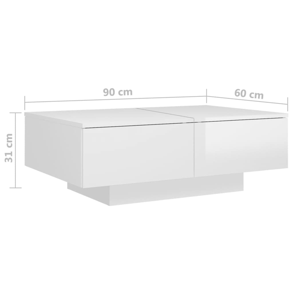 Brilliant white coffee table 90x60x31 cm agglomerated