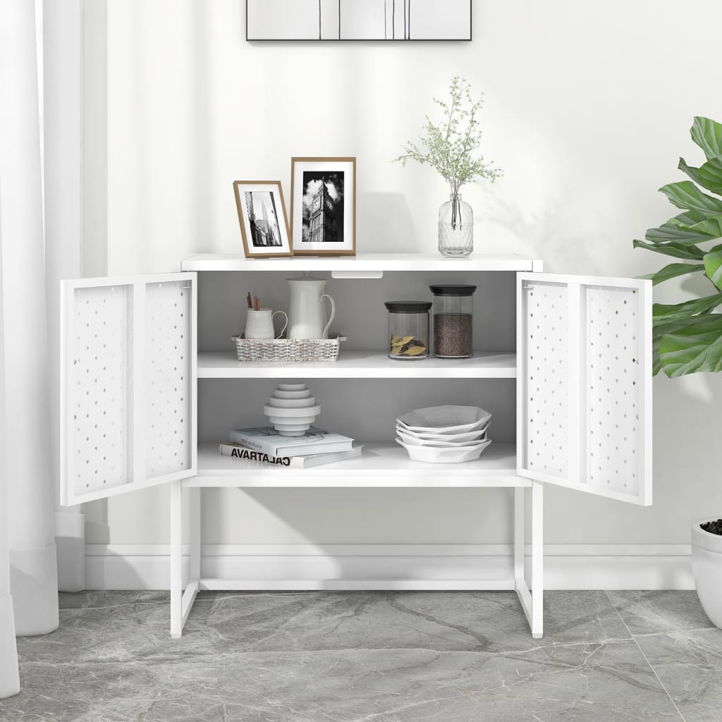 White buffet 75x35x75 cm steel