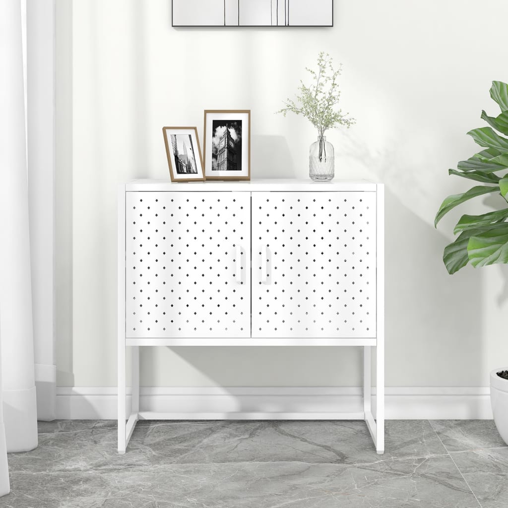 Credenza bianca 75x35x75 cm Acciaio