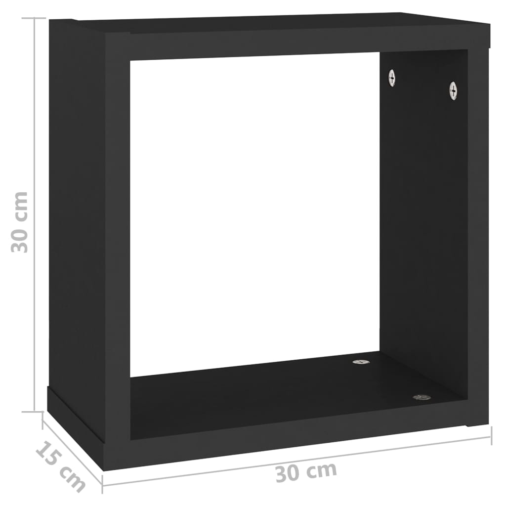 Mensole cubo da muro 6 pz Nero 30x15x30 cm